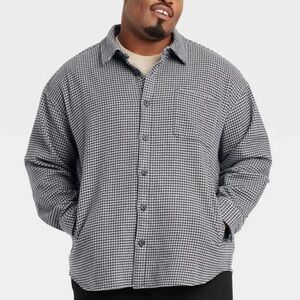 Goodfellow & Co Men's Houndstooth heavyweight flannel gray black new Size Large